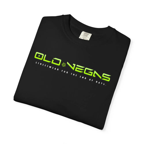 Cyber Lime Logo tee with neon green OLD VEGAS branding and white tagline