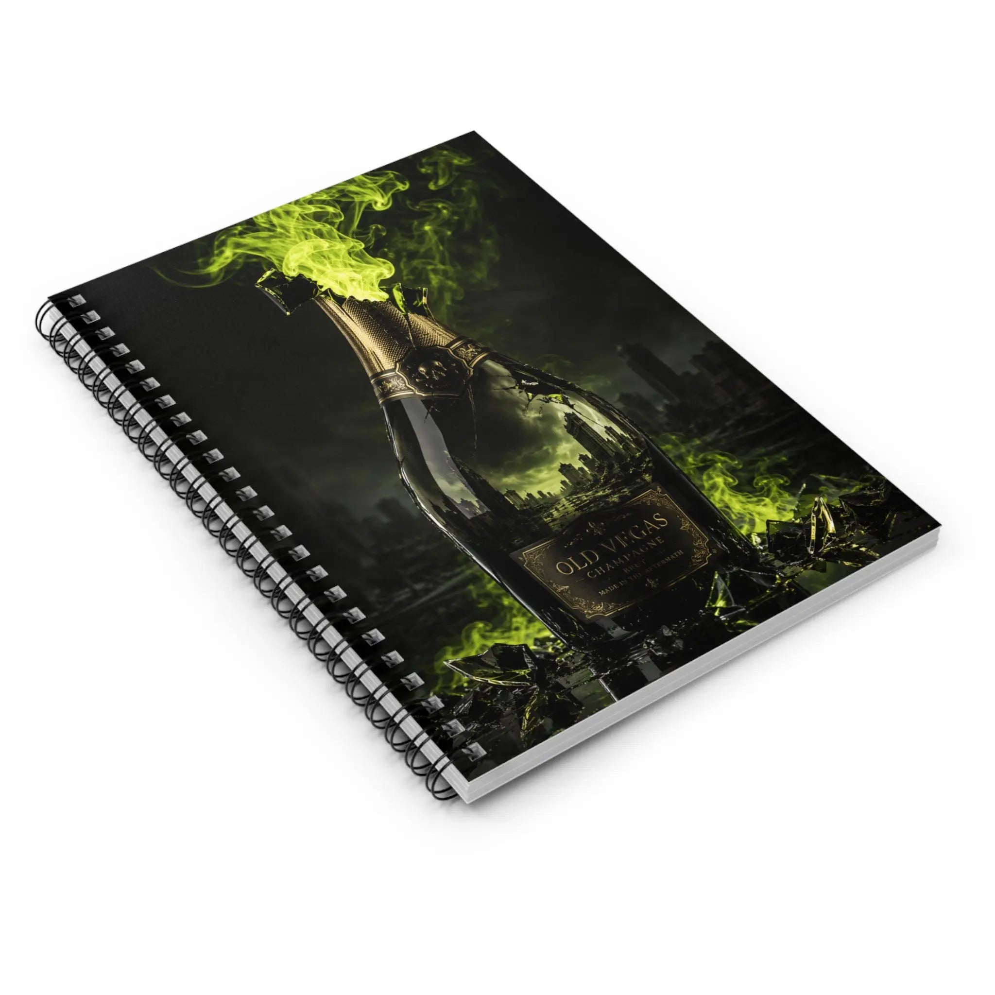 Toxic Champagne Spiral Notebook - Acid Green Smoke Ruled Journal by Printify
