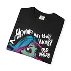 Retro Femme Portrait T-Shirt - "Alone in This World" Old Vegas Graphic by Printify