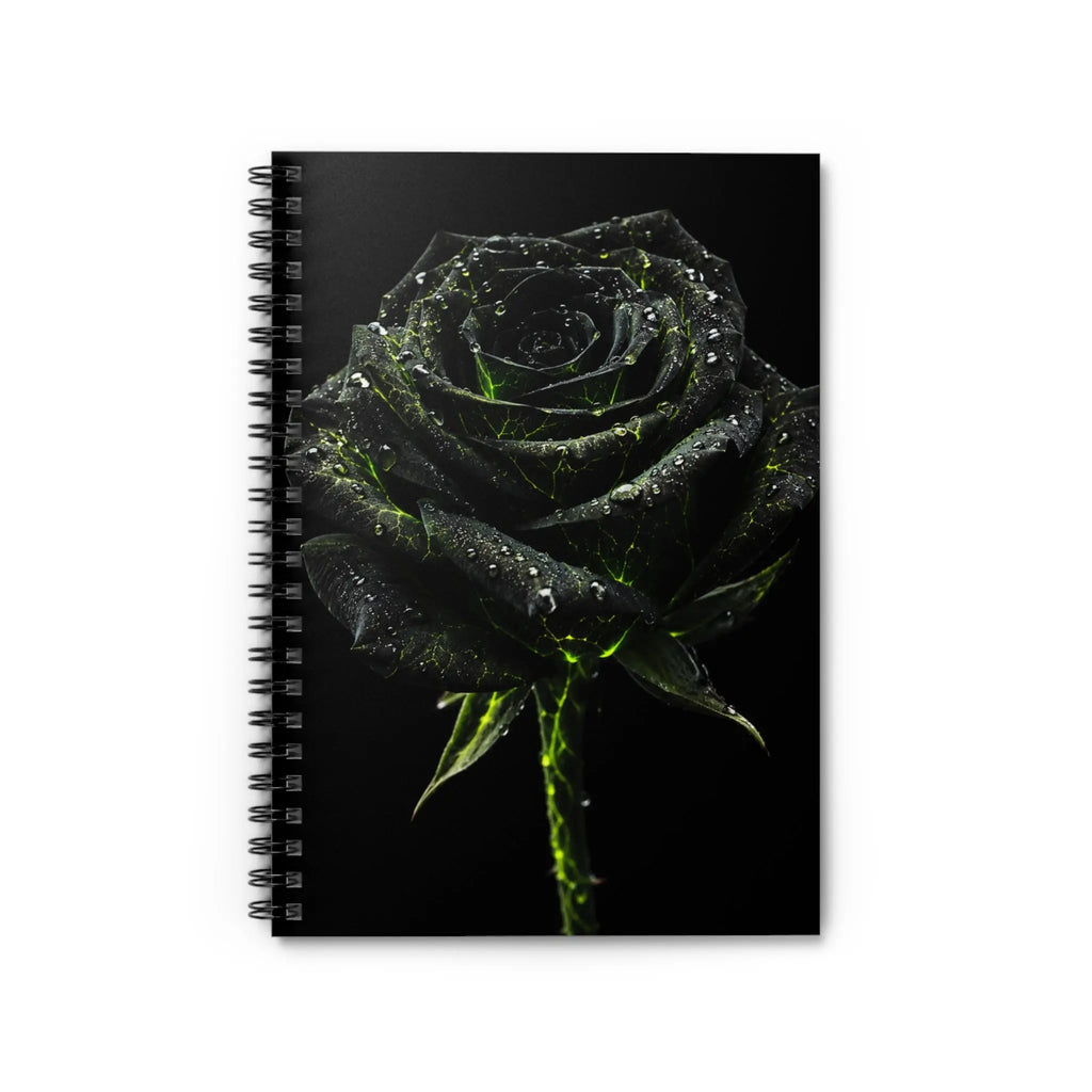 Black Rose Spiral Notebook - Gothic Floral Journal by Printify