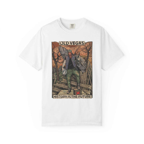History Is The Future graphic tee product view with dystopian artwork