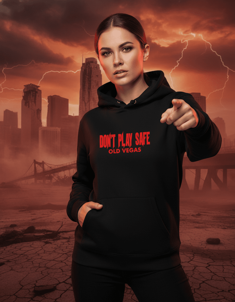 DON’T PLAY SAFE - 2 Sided Hoodie - OLD VEGAS