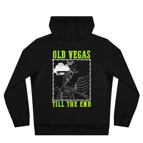 Till The End two-sided hoodie with skeletal survival artwork by OLD VEGAS
