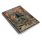 UFO-Head Warrior Spiral Notebook - Crashed UFO Illustration, Ruled Journal by Printify