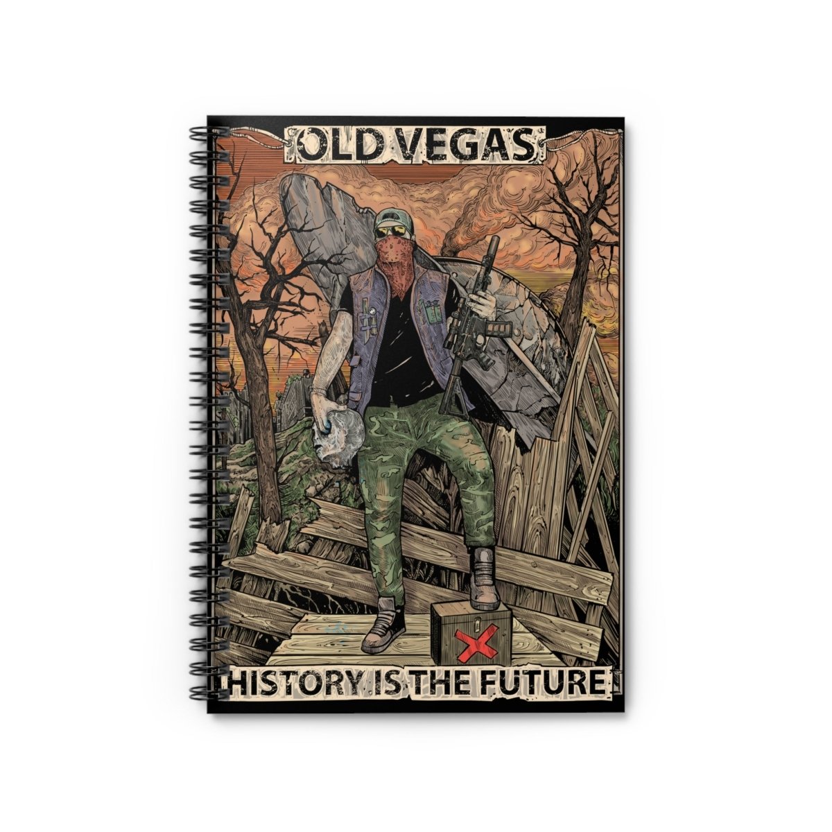 UFO - Head Warrior Spiral Notebook - Crashed UFO Illustration, Ruled Journal - OLD VEGAS