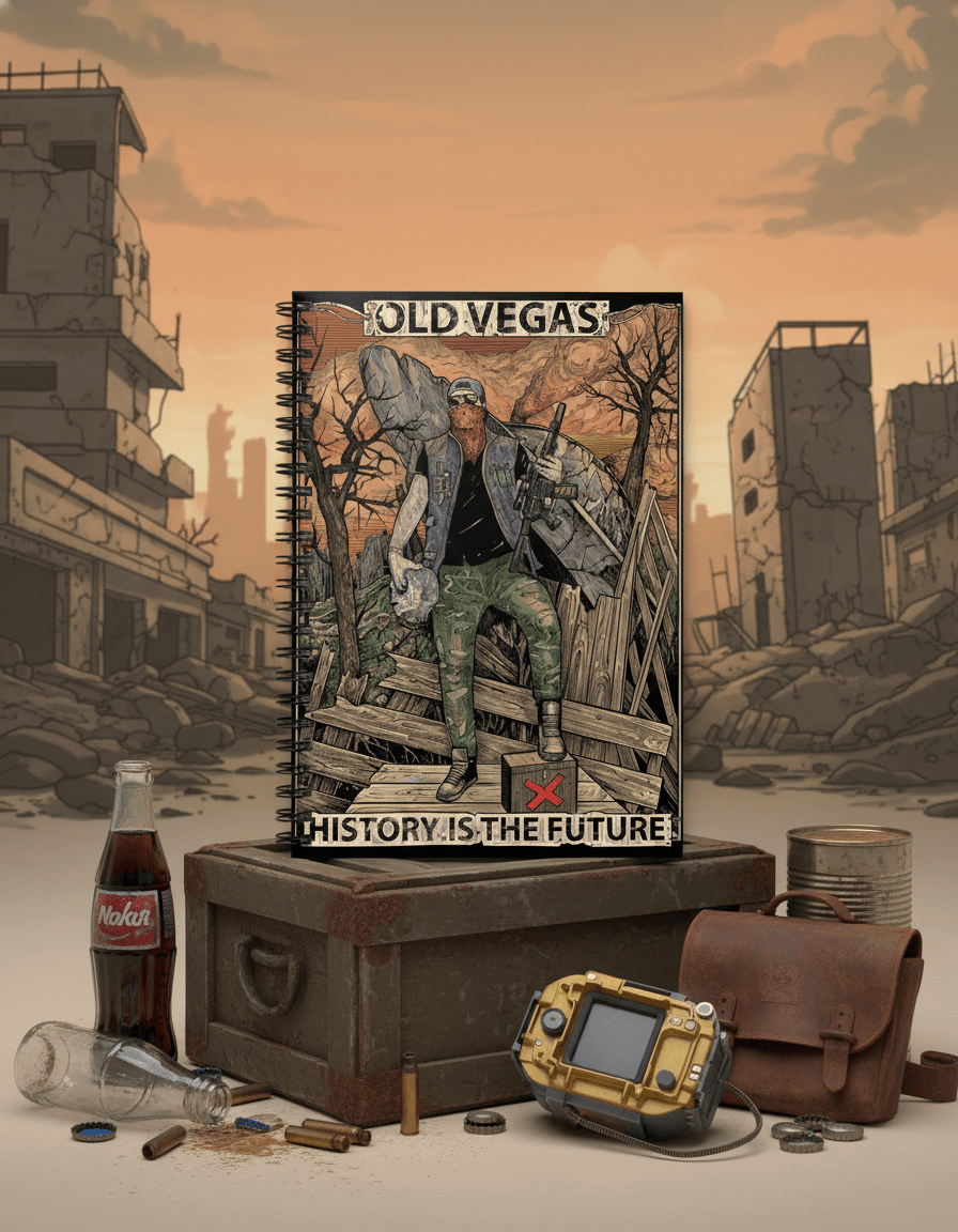 UFO - Head Warrior Spiral Notebook - Crashed UFO Illustration, Ruled Journal - OLD VEGAS