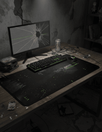Zombie Apocalypse Desk Mat - Soldier Aiming in Ruined City by Printify